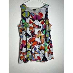 NY Invasion Scoop Neck No Sleeve Blouse Womans Bohemian Butterfly Print Approxim